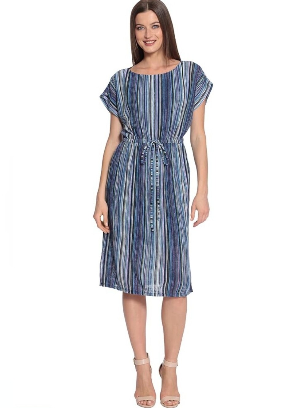 NWT Maggy London Striped Midi Shift Dress - Dolman Sleeve - Boho-Chic - Size 12